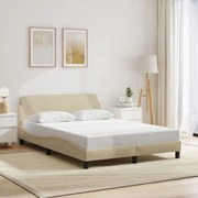 vidaXL Estrutura de cama sem colchão 140x190 cm tecido cor creme