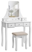Conjunto penteadeira com bancada ampla e espelho sem moldura.