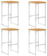 vidaXL Cadeiras de bar 4 pcs madeira acácia maciça e aço inoxidável
