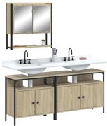 vidaXL 3 pcs conj. móveis casa banho derivados madeira carvalho sonoma