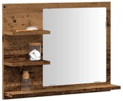 vidaXL Armário c/ espelho p/ casa de banho 60x10,5x45 cm madeira velha