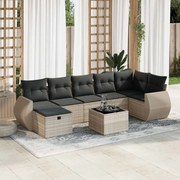 vidaXL 8 pcs conj. sofás jardim c/ almofadões vime PE cinzento-claro