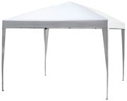 Outsunny Tenda Dobrável 2,95x2,95 cm com Bolsa de Transporte Altura Ajustável Anti-UV e Impermeável para Terraço Pátio Branco Prateado