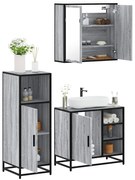 vidaXL 3 pcs Conjunto móveis casa de banho madeira proc. cinza sonoma