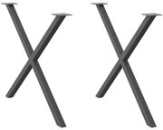 vidaXL Pés para mesa de jantar em formato de X, 2 peças, antracite, 90x (72-73) cm, aço