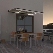 vidaXL Toldo retrátil manual com LED 350x250 cm cor creme