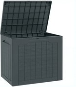 Outsunny Baú de armazenamento exterior 93L com alças embutidas, baú de armazenamento exterior à prova de água 56 x 41 x 50 cm, cinzento escuro | Aosom Portugal