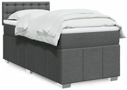 vidaXL Cama com molas/colchão 90x200 cm tecido cinzento-escuro