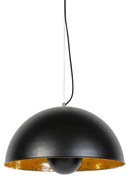 Candeeiro de suspensão industrial preto com ouro 50 cm - Magna Eglip Moderno