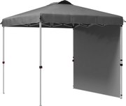 Outsunny Tenda Dobrável 2,5x2,5 m Tenda de Jardim com 1 Parede Lateral Proteção UV Altura Ajustável para Campismo Festas e Exterior Cinzento Escuro | AOSOM Portugal