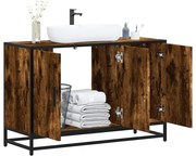 vidaXL Armário lavatório WC 90x33x60 cm deriv. madeira carvalho fumado