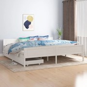 Estrutura de cama com 2 gavetas 200x200 cm pinho maciço branco