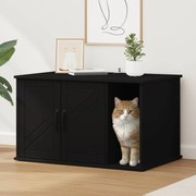 vidaXL Casa para Gatos Preto 85 x 55 x 50 cm Madeira processada