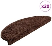 vidaXL Tapetes de escada 20 peças 65x21x4 cm marrom semicircular grande