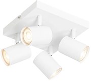 Candeeiro de teto moderno branco 4 luzes ajustável quadrado - Jeana Moderno