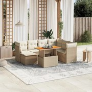vidaXL 8 pcs conjunto de sofás p/ jardim com almofadões vime PE bege