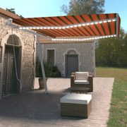 vidaXL Toldo retrátil manual com LED 450x350 cm laranja e castanho