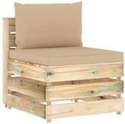 vidaXL Sofá de centro seccional c/ almofadões madeira impreg. verde