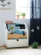 Estante para livros com rodas Montessori, linha School branco claro bicolor/multicolo