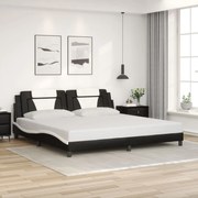 vidaXL Estrutura de cama c/ cabeceira couro artificial preto e branco