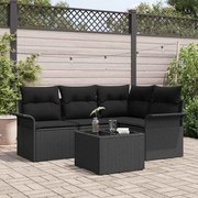 vidaXL Conjunto de Sofá de Jardim de 5 Peças com Almofadas Bege em Rattan Sintético
