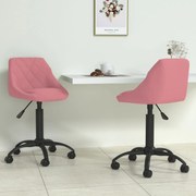 Cadeiras de jantar giratórias 2 pcs veludo rosa