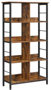 Estante VASAGLE, estante para livros, prateleira tipo escada de 4 níveis, prateleira para armazenamento de exposição, para escritório, sala de estar, quarto, 80 x 33 x 149 cm, industrial, marrom rústico e preto LLS105B01
