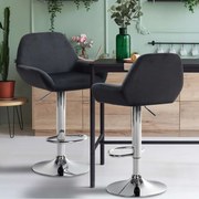 Banco de bar Braga em veludo (1 UNIDADE) com estrutura cromada 51 x 89-109 x 52 cm Preto