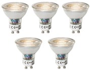 Conjunto de 5 lâmpadas LED GU10 reguláveis 3W 200 lm 3000K