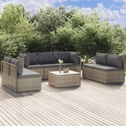 vidaXL 8 pcs conjunto lounge de jardim c/ almofadões vime PE cinzento
