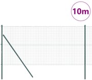 Cerca Euro com 7 Postes 1.4x10 m de Aço Galvanizado Verde