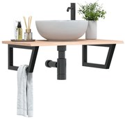 vidaXL Prateleira de parede p/ lavatório aço/madeira carvalho maciça