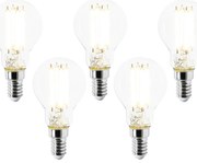 Conjunto de 5 lâmpadas LED E14 P45 transparentes 2,2 W 470 lm 2700 K