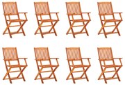 vidaXL Cadeiras de jardim dobráveis 8 pcs eucalipto maciço