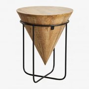 Mesa Auxiliar Redonda Ø40 Cm Em Madeira De Manga Piram Preto - Sklum