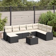 vidaXL Conjunto de Sofá de Jardim com 8 peças e almofadas marrons em rattan sintético
