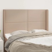 vidaXL Cabeceira cama c/ abas couro artif. 147x16x118/128cm cappuccino