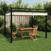vidaXL Gazebo de jardim com teto retrátil 3x3 m alumínio creme