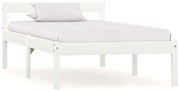 vidaXL Estrutura de cama 100x200 cm madeira pinho maciço branco