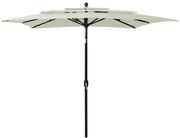 vidaXL Guarda-sol de jardim 3 camadas c/ poste alumínio 2,5x2,5m areia