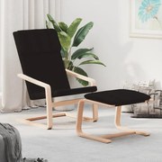 vidaXL Cadeira de descanso com banco p/ pés tecido preto