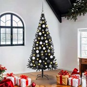 vidaXL Árvore de Natal com 300 LEDs com suporte Preto 180 cm PVC
