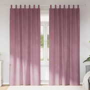 Cortinas Blackout vidaXL com Laços de Pendurar 2 pcs Veludo Rosa Escuro