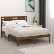 Estrutura de cama dupla pequena 120x190 cm madeira castanho mel