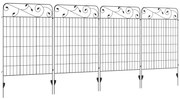 Outsunny Cercas de Jardim de 4 Painéis 88x110 cm Cercas de Jardim Metálicas Cercas Decorativas com Ângulo Ajustável Preto | Aosom Portugal