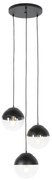 Candeeiro de suspensão retro preto com vidro transparente redondo 3-luzes - Eclipse Retro