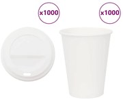 vidaXL Copos de café de papel com tampas 1000 pcs 12oz 300ml