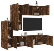 vidaXL 5 pcs móveis de parede p/ TV derivados madeira carvalho fumado