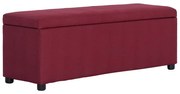 vidaXL Banco c/ compart. de arrumação 116 cm poliéster vermelho tinto