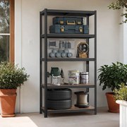 Estante de armazenamento, garagem, escritorio 60 x 120 x 200 cm com 5 prateleiras em design industrial Castanho-preto